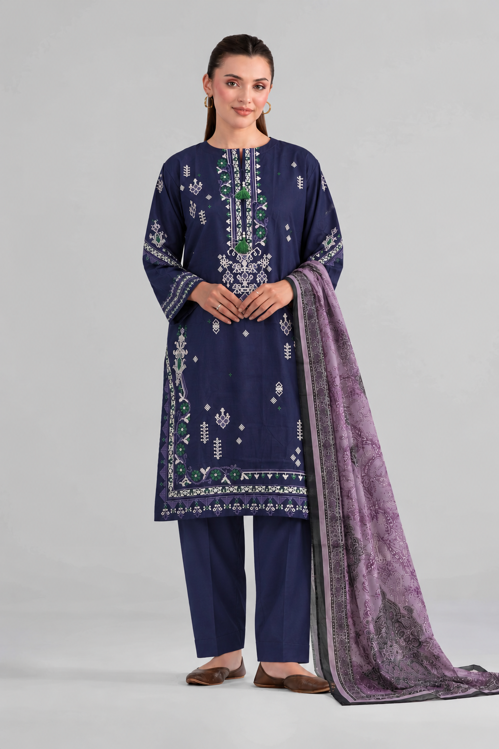 Embroidered Khaddar 3PC Stitched Suit
