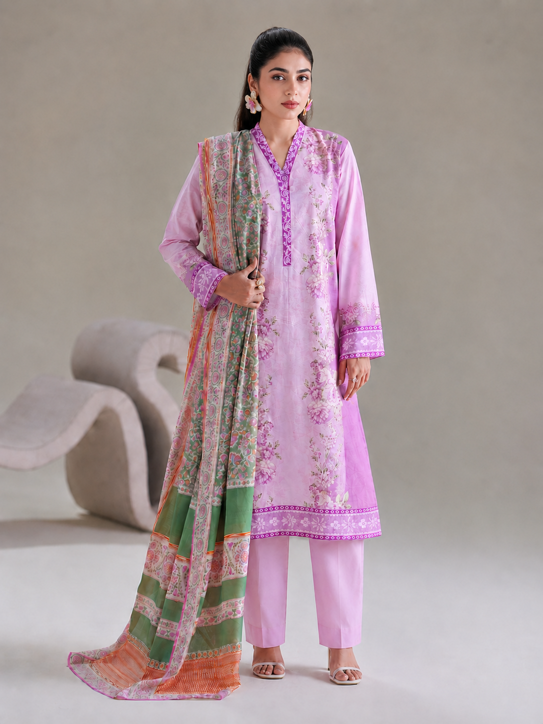 Basic Printed Lawn 3-Pieces Stitched