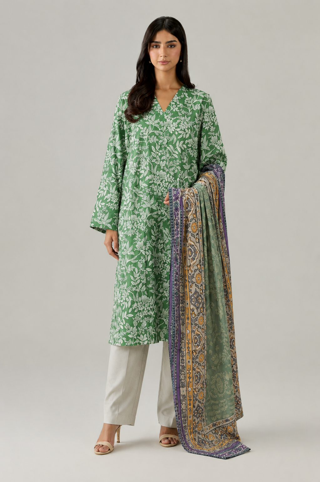 Basic Printed Lawn 3-Pieces Stitched