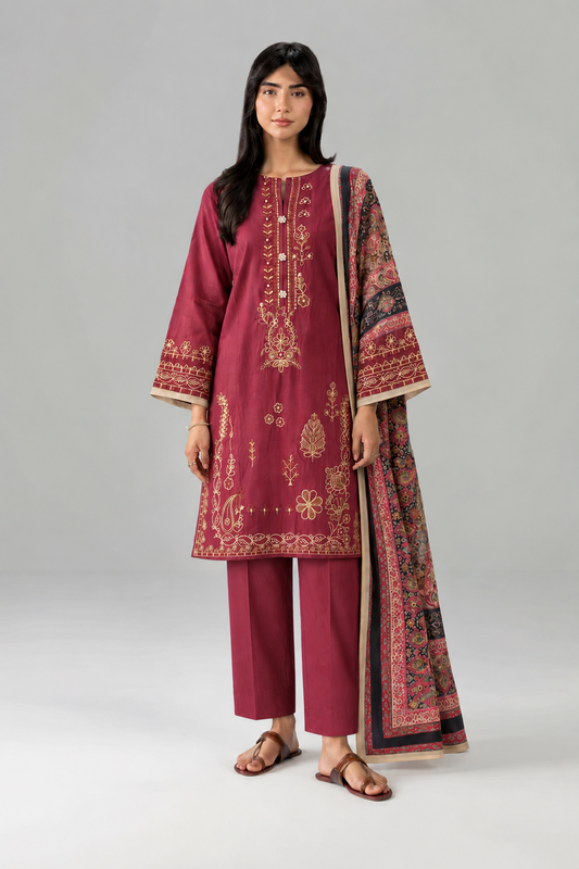 Embroidered Khaddar 3PC Stitched Suit