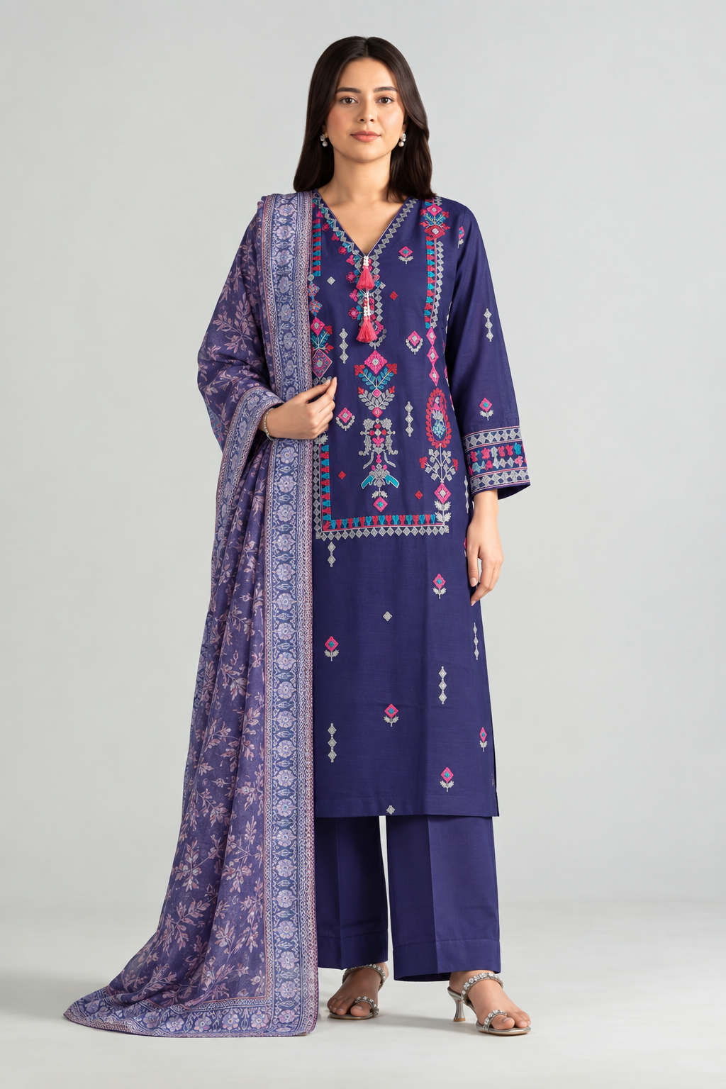 Embroidered Khaddar 3PC Stitched Suit