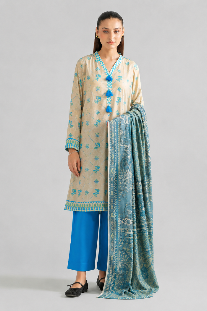 Basic Printed Lawn 3-Pieces Stitched