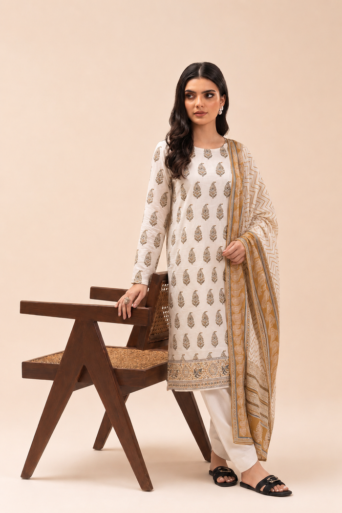 Basic Printed Lawn 3-Pieces Stitched