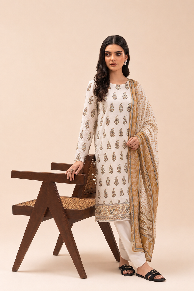 Basic Printed Lawn 3-Pieces Stitched