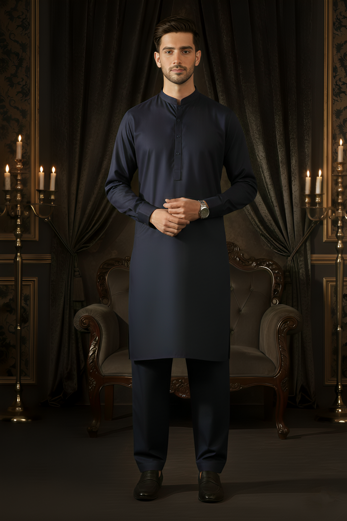 China Boski- Navy Kameez Shalwar