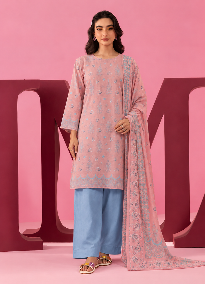 Khaddar Green Printed 3-Piece Stitched Suit