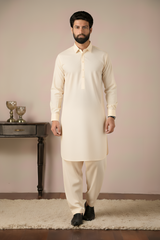 Gold Medal Style- Off White Kameez Shalwar
