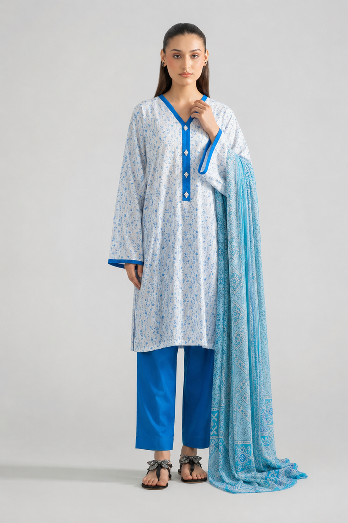 Basic Printed Lawn 3-Pieces Stitched