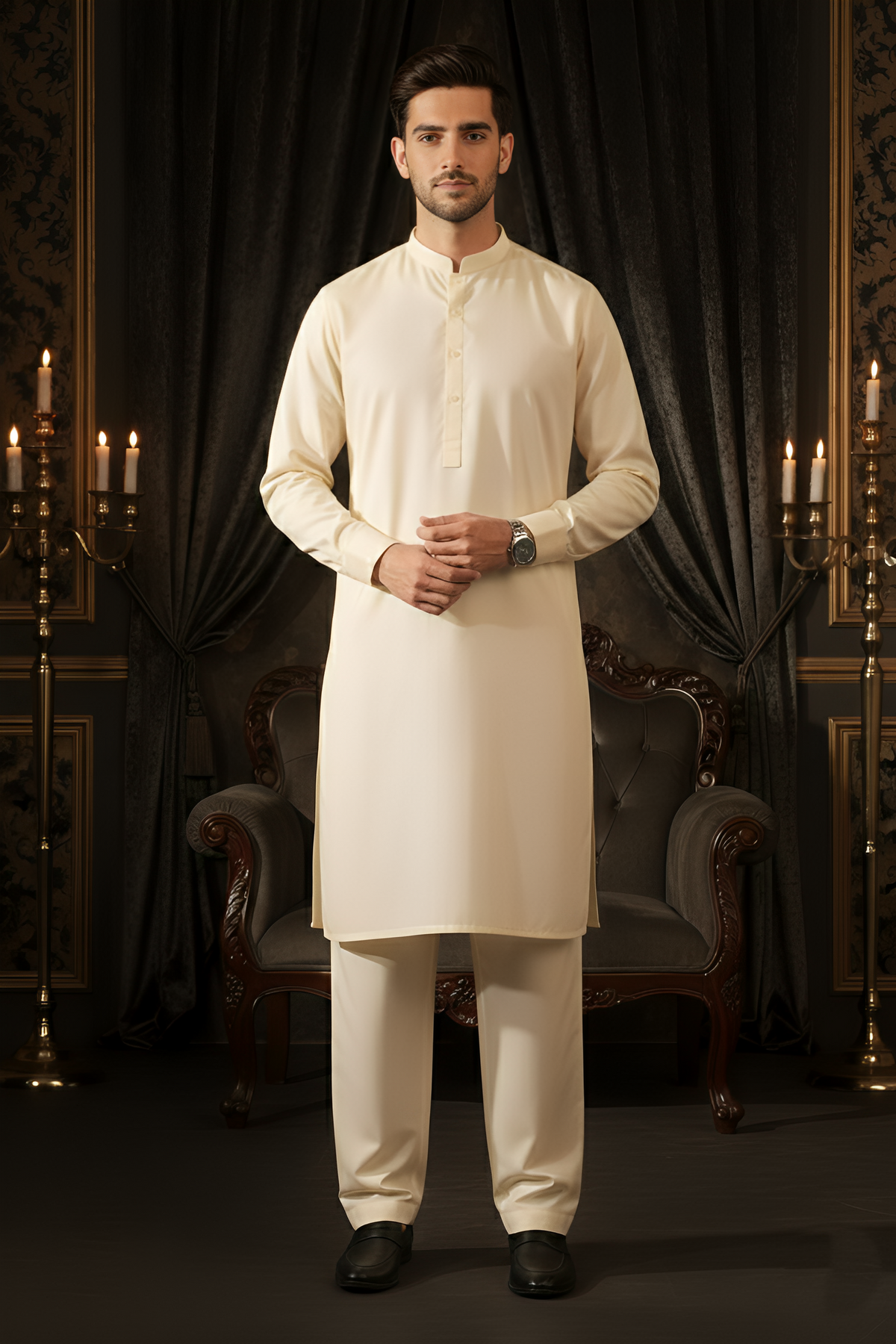 China Boski- Cream Kameez Shalwar