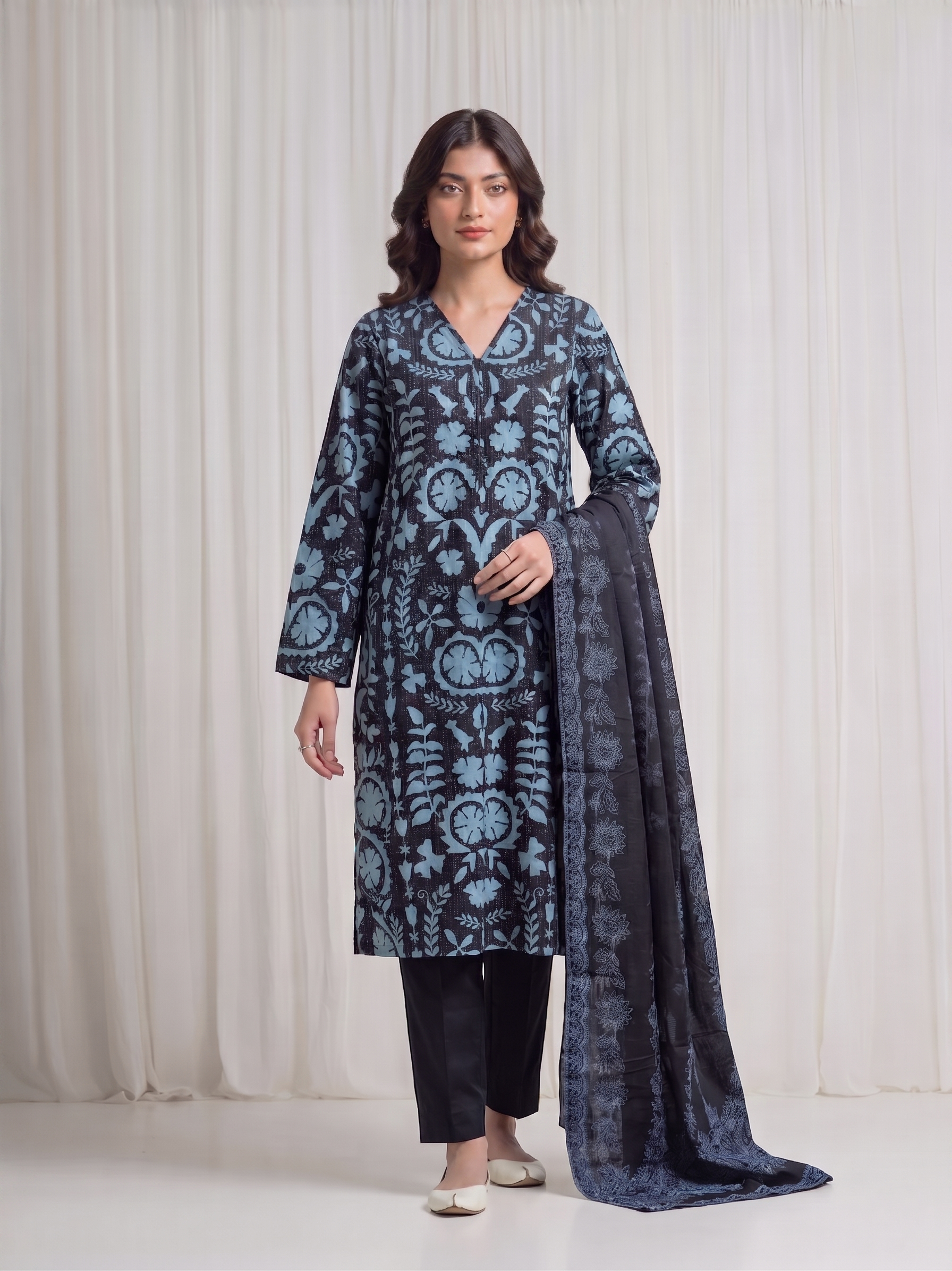 Basic Printed Lawn 3-Pieces Stitched