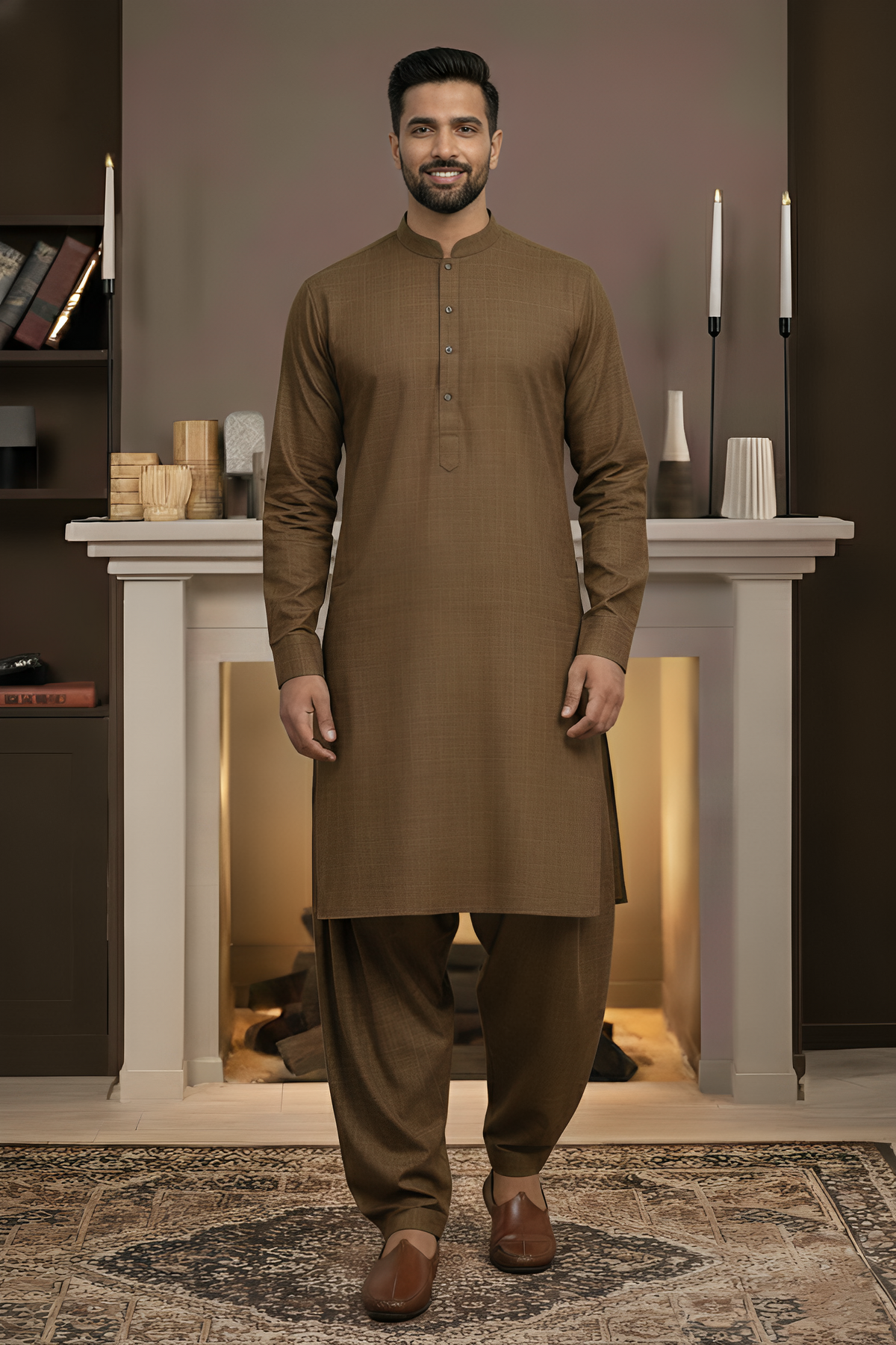 Vintage-Brown Kameez Shalwar