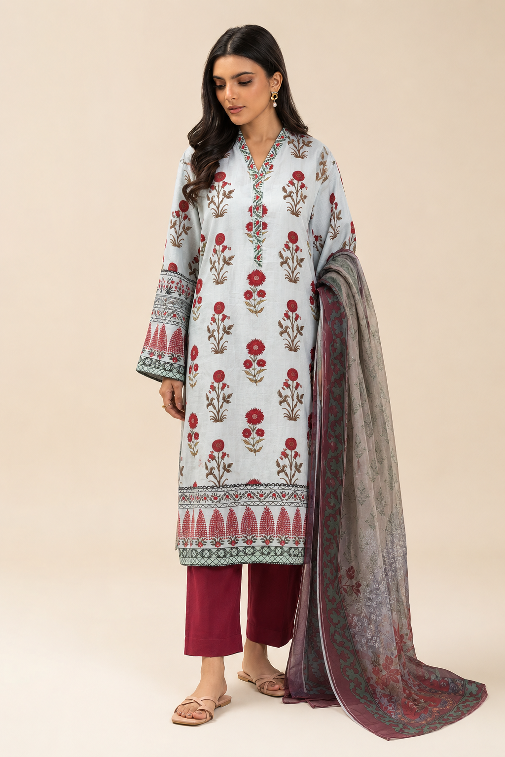 Basic Printed Lawn 3-Pieces Stitched