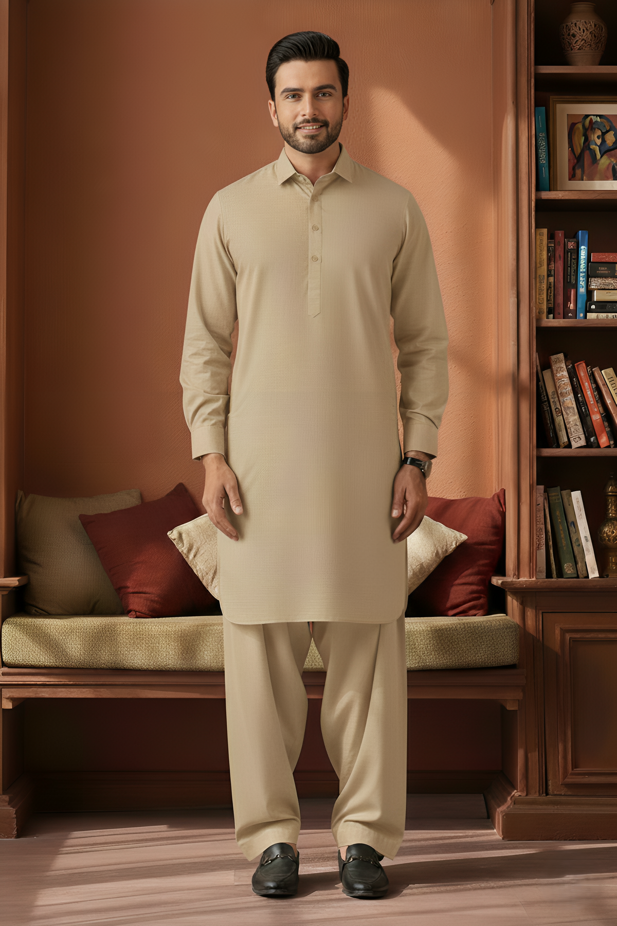 Refersh-Light Brown Kameez Shalwar