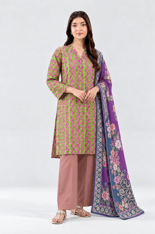 Printed Khaddar 3PC Stitched Suit