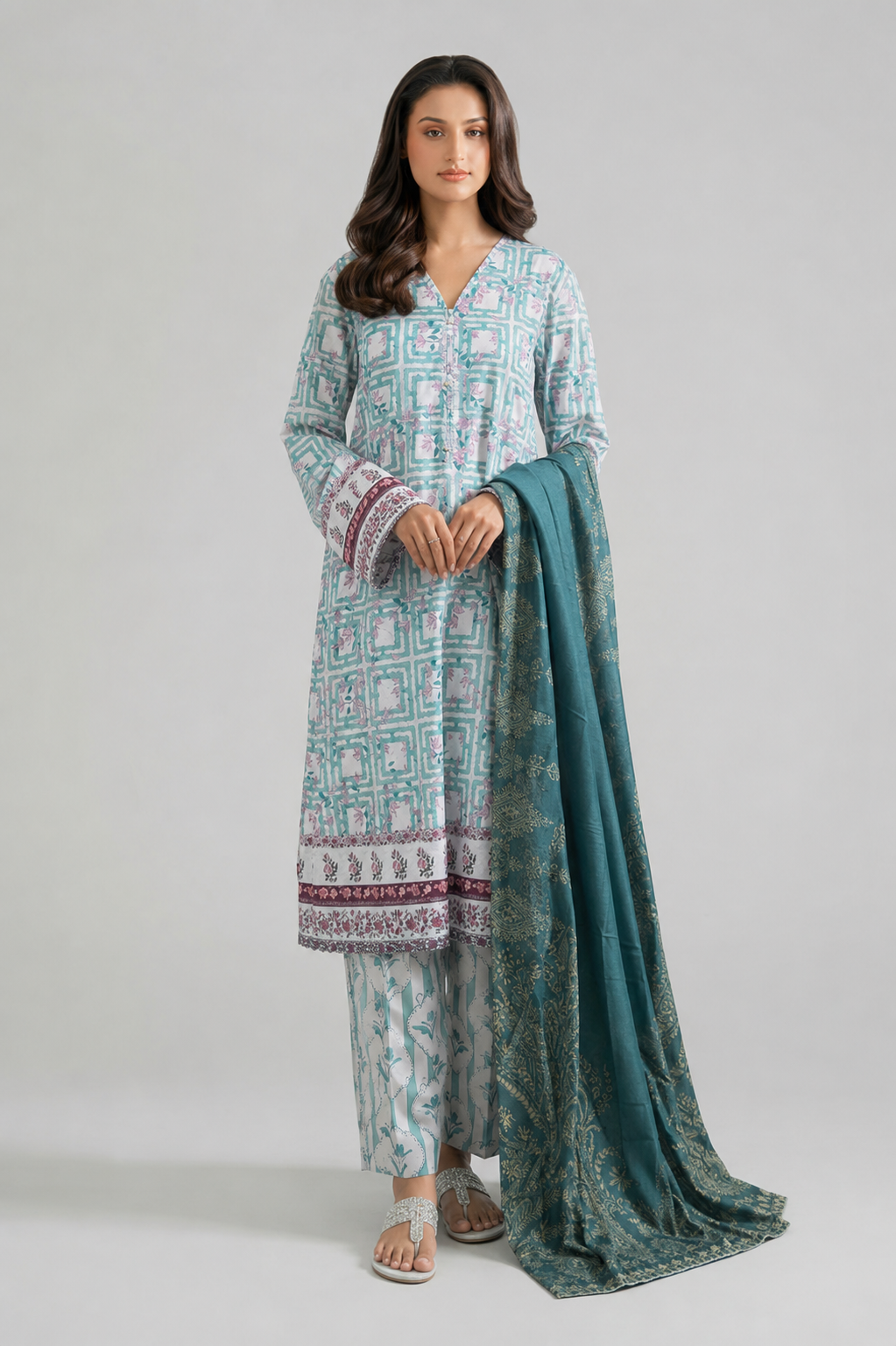 Basic Printed Lawn 3-Pieces Stitched