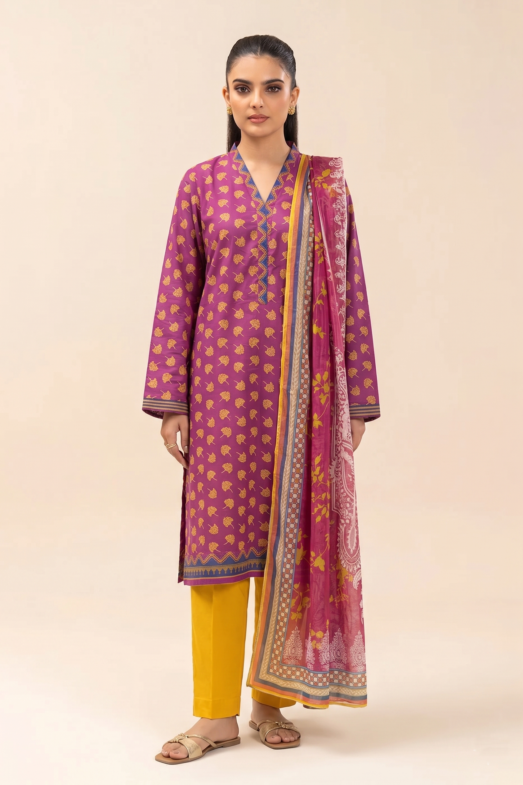 Basic Printed Lawn 3-Pieces Stitched
