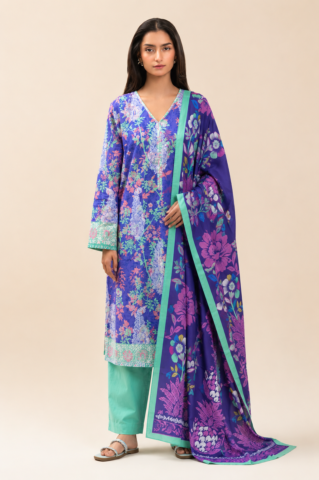 Basic Printed Lawn 3-Pieces Stitched