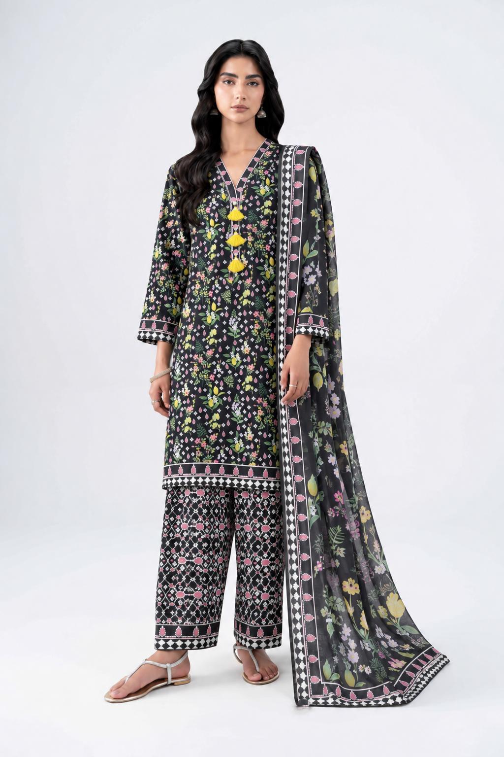 Floral Printed Khaddar 3PC Stitched Suit