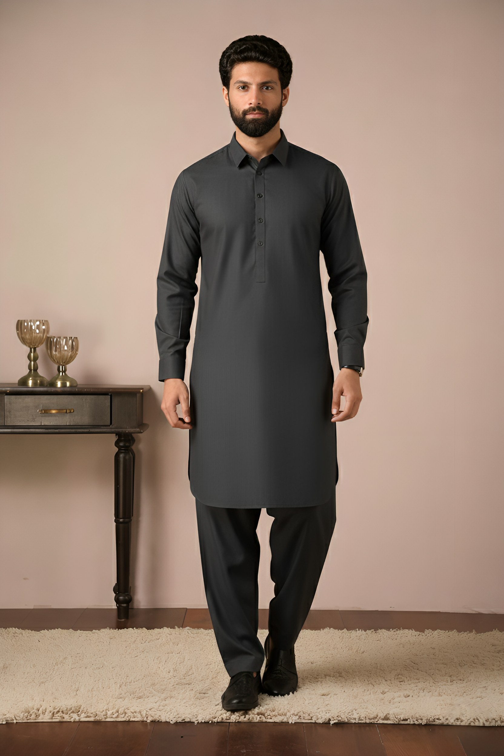 Gold Medal Style- Grey Kameez Shalwar