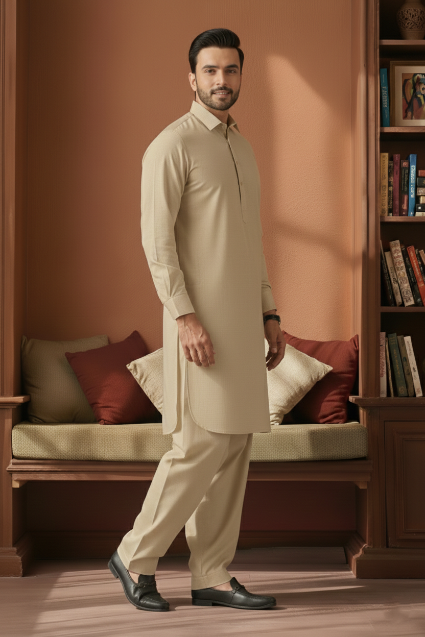 Refersh-Light Brown Kameez Shalwar