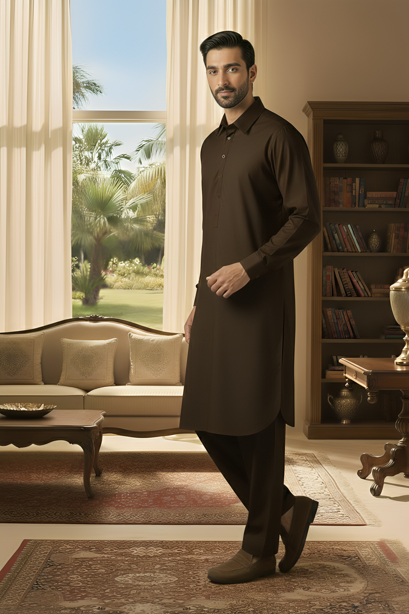 Sunflower-Chocalate Kameez Shalwar