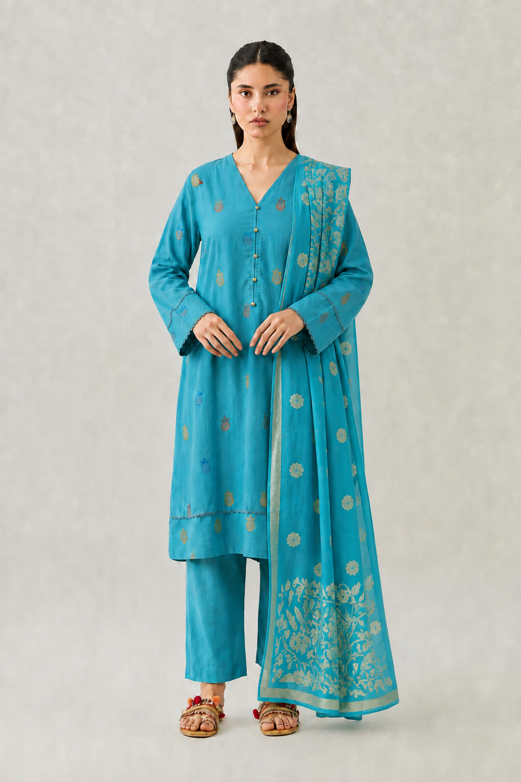 Light Green Printed Lawn 3PC Stitched Suit with