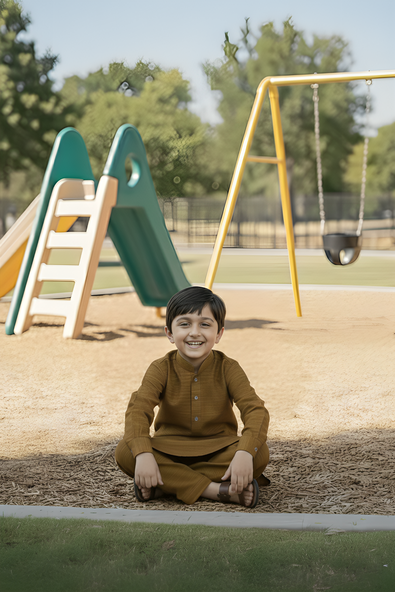 Rain Bow- Boy Brown Kameez Shalwar