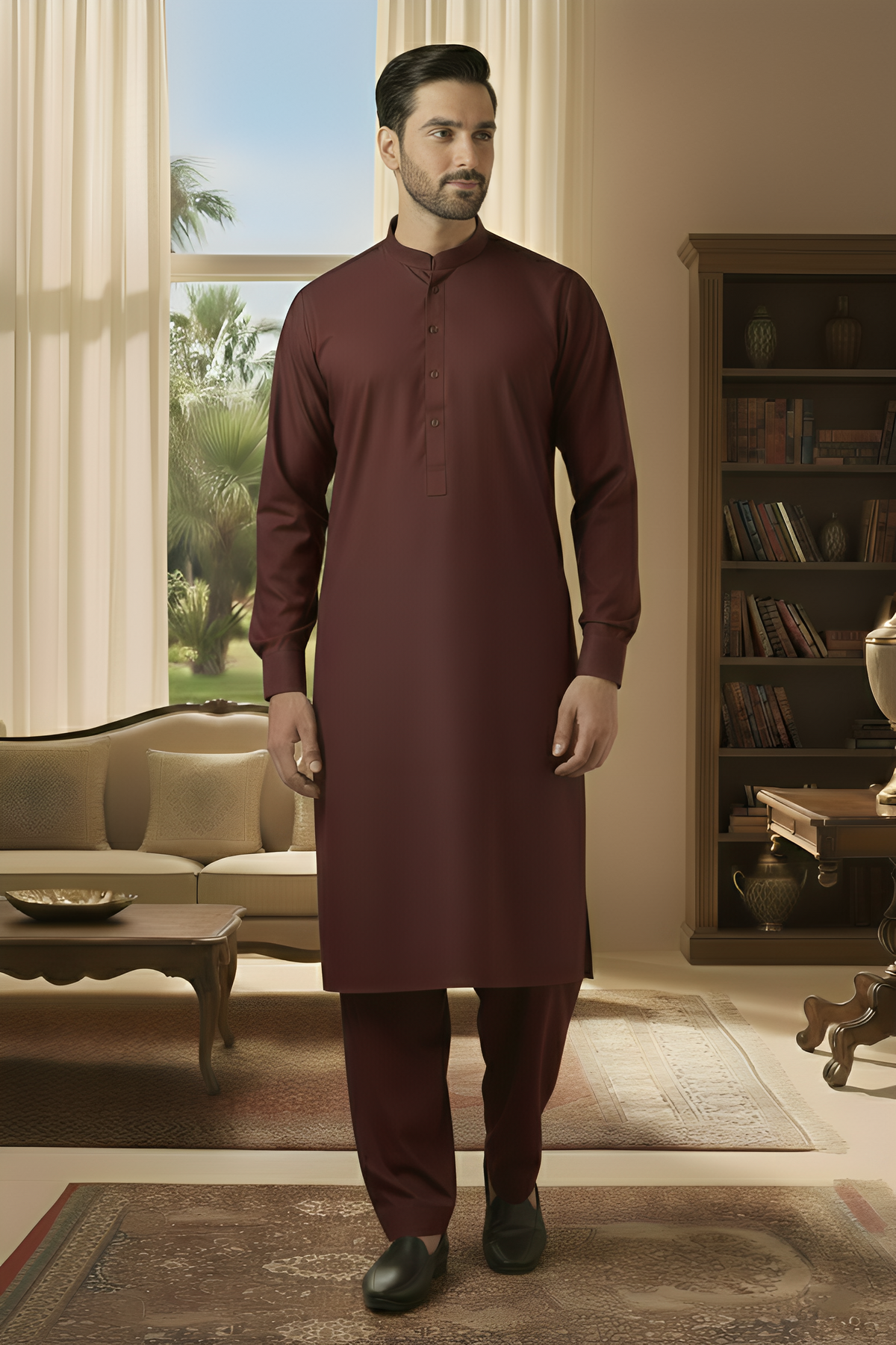 Sunflower- Mahroon Kameez Shalwar