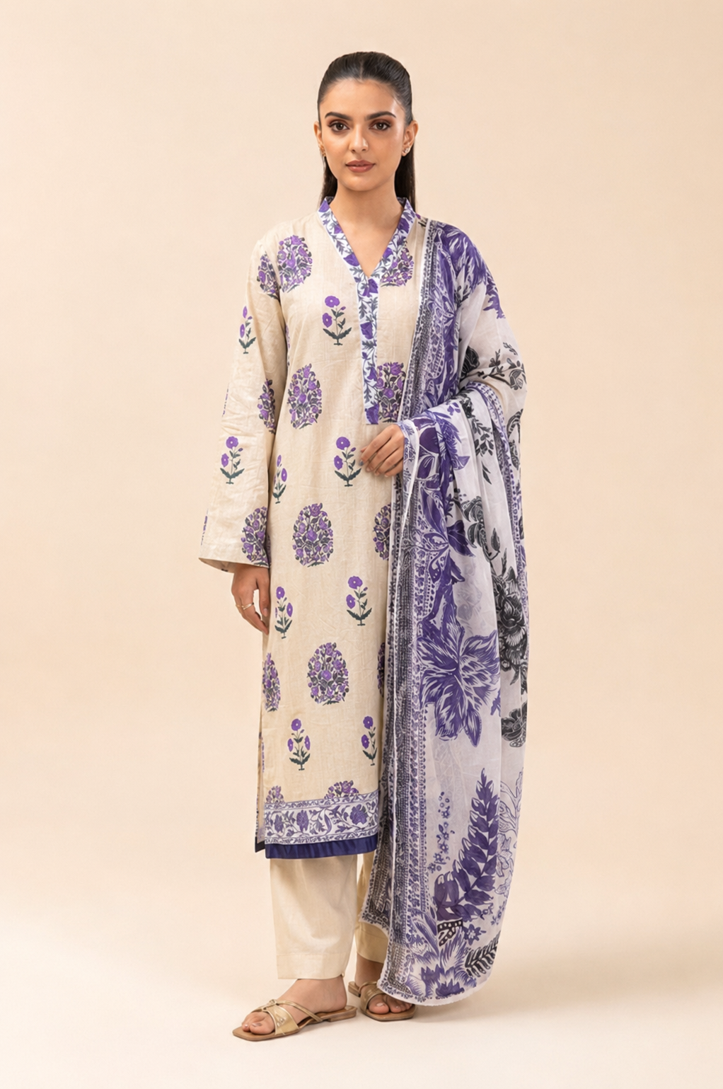 Basic Printed Lawn 3-Pieces Stitched