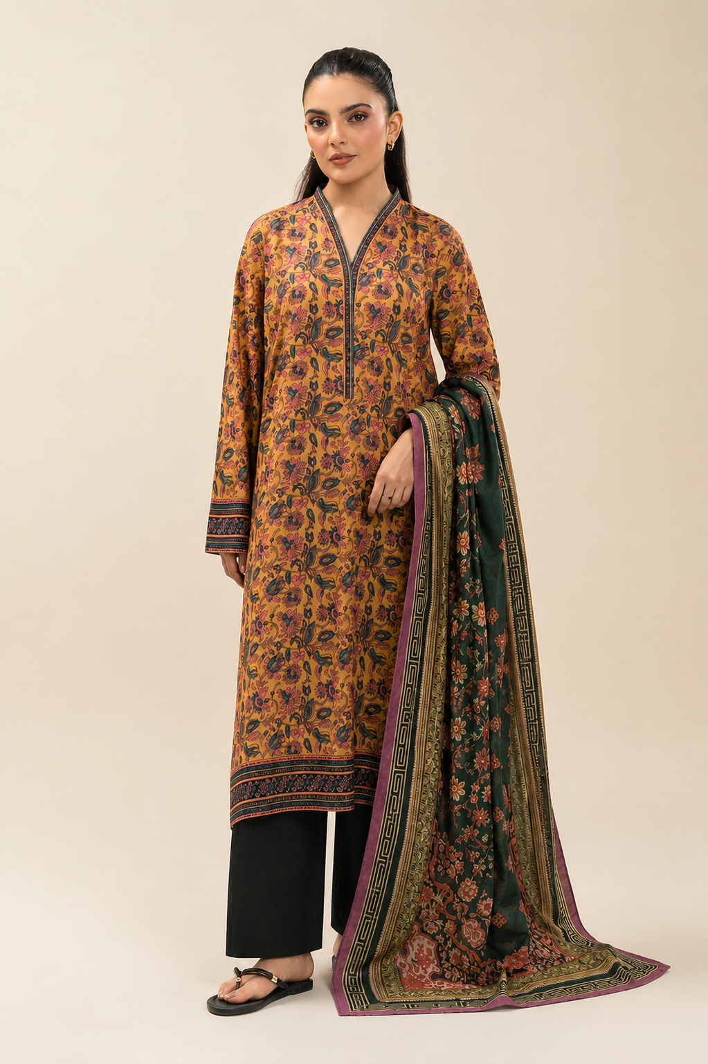 Basic Printed Lawn 3-Pieces Stitched