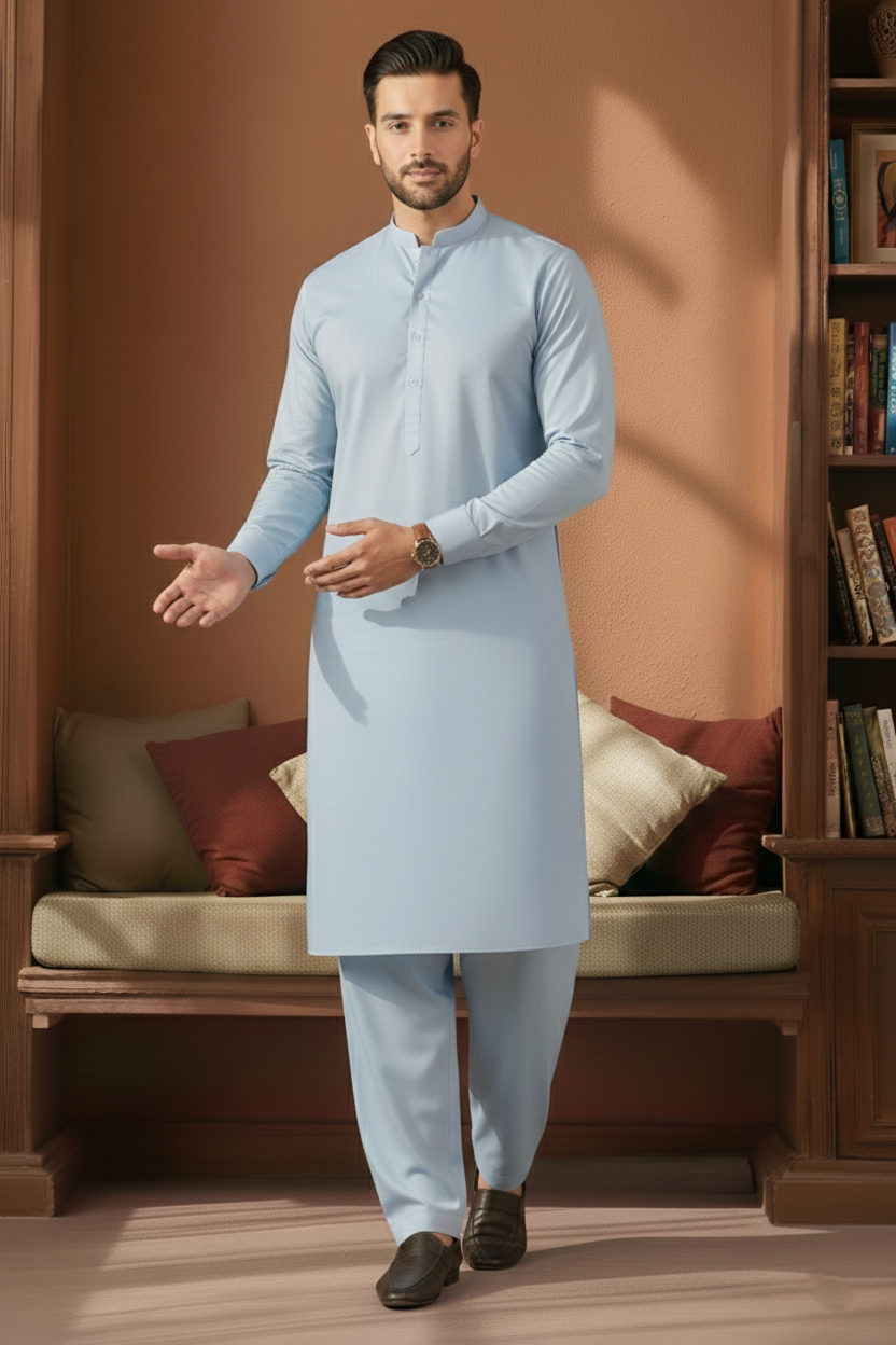 Refersh-Sky Blue Kameez Shalwar