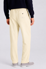 Cream Straight Fit Drawstring Trousers