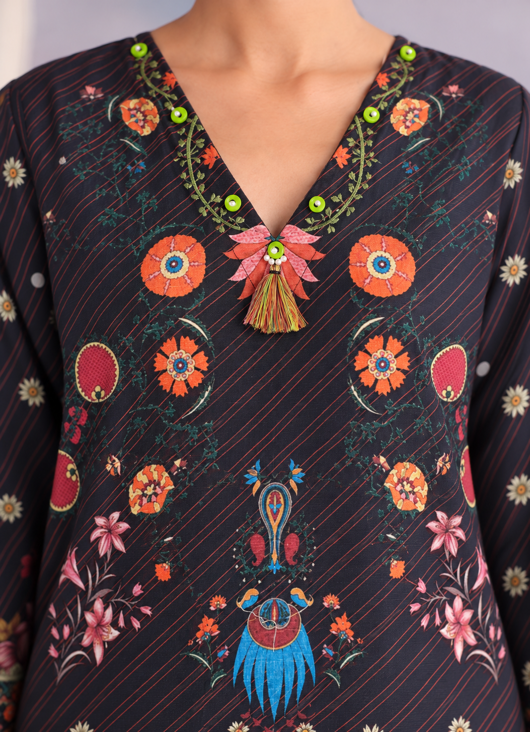 Khaddar Purple Printed 3-Piece Stitched Suit