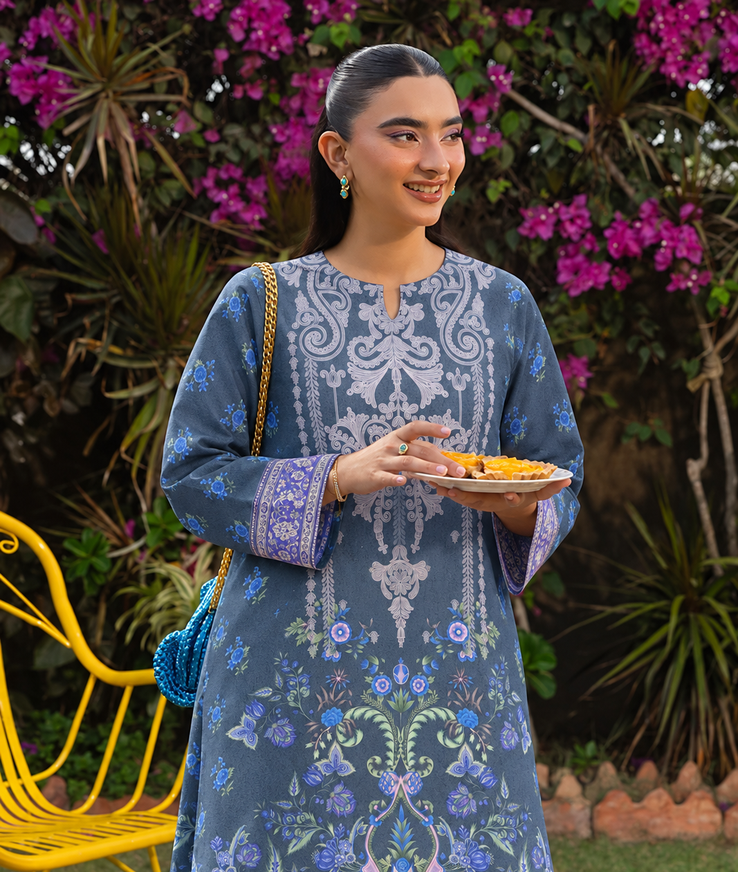 Karandi Blue Printed 3-Piece Stitched Suit