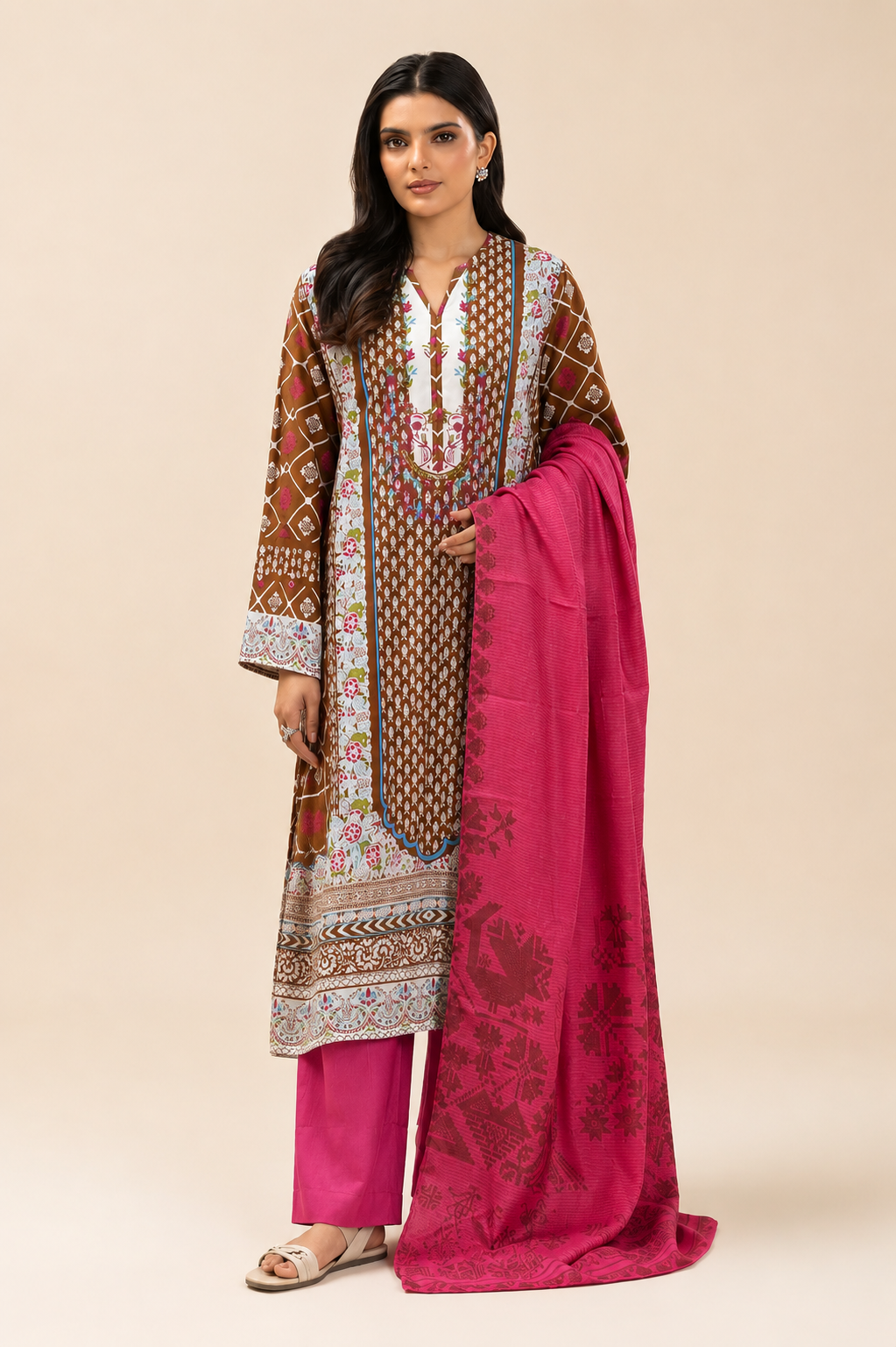 Basic Printed Lawn 3-Pieces Stitched