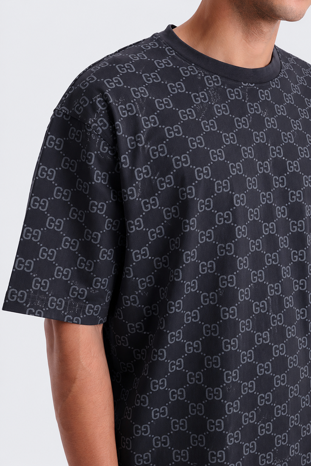 Premium Monogram Printed T-Shirt Black