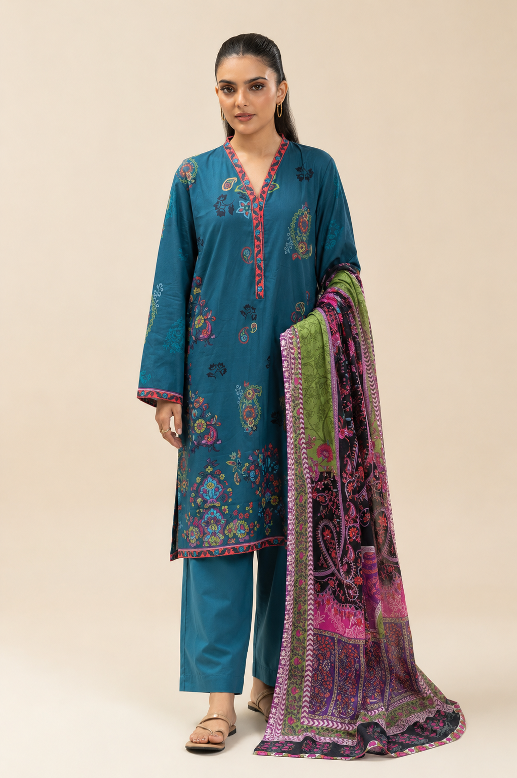 Basic Printed Lawn 3-Pieces Stitched