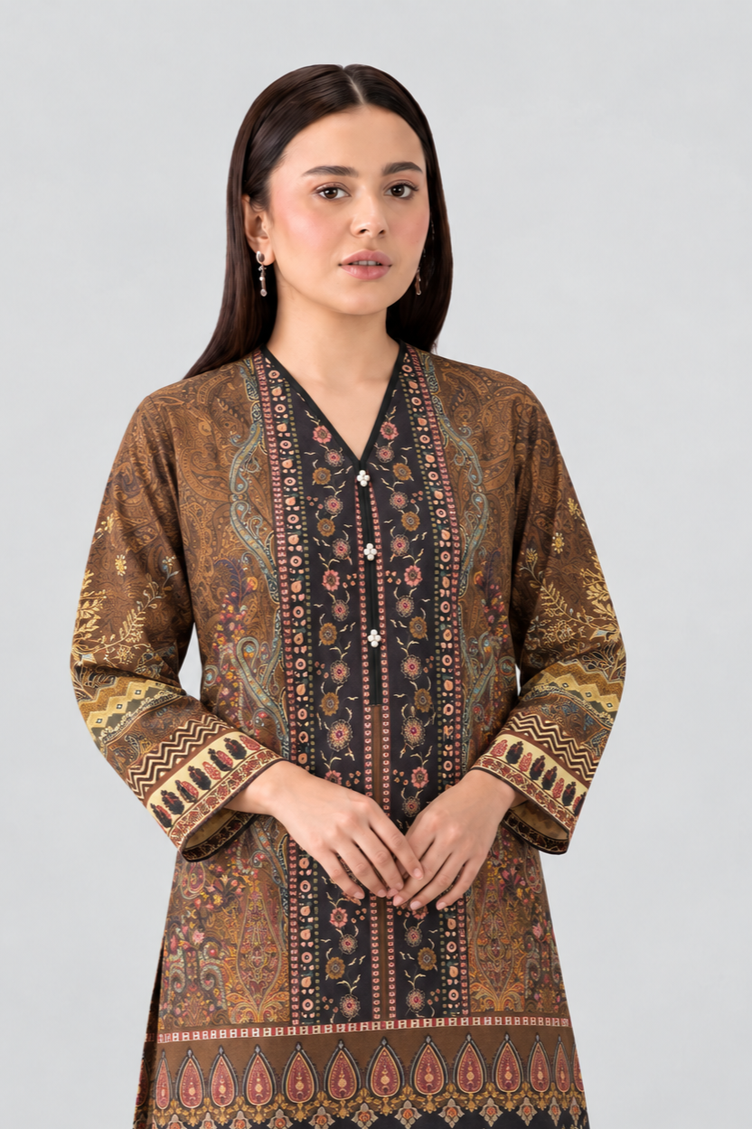 Printed Khaddar 3PC Stitched Suit