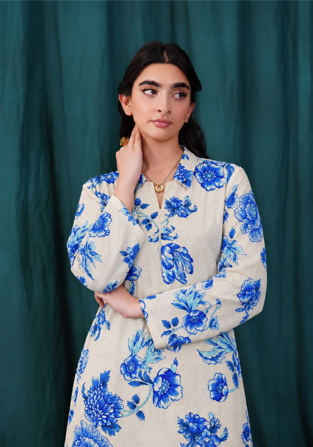 Viscose White Printed 2-Piece Stitched Suit