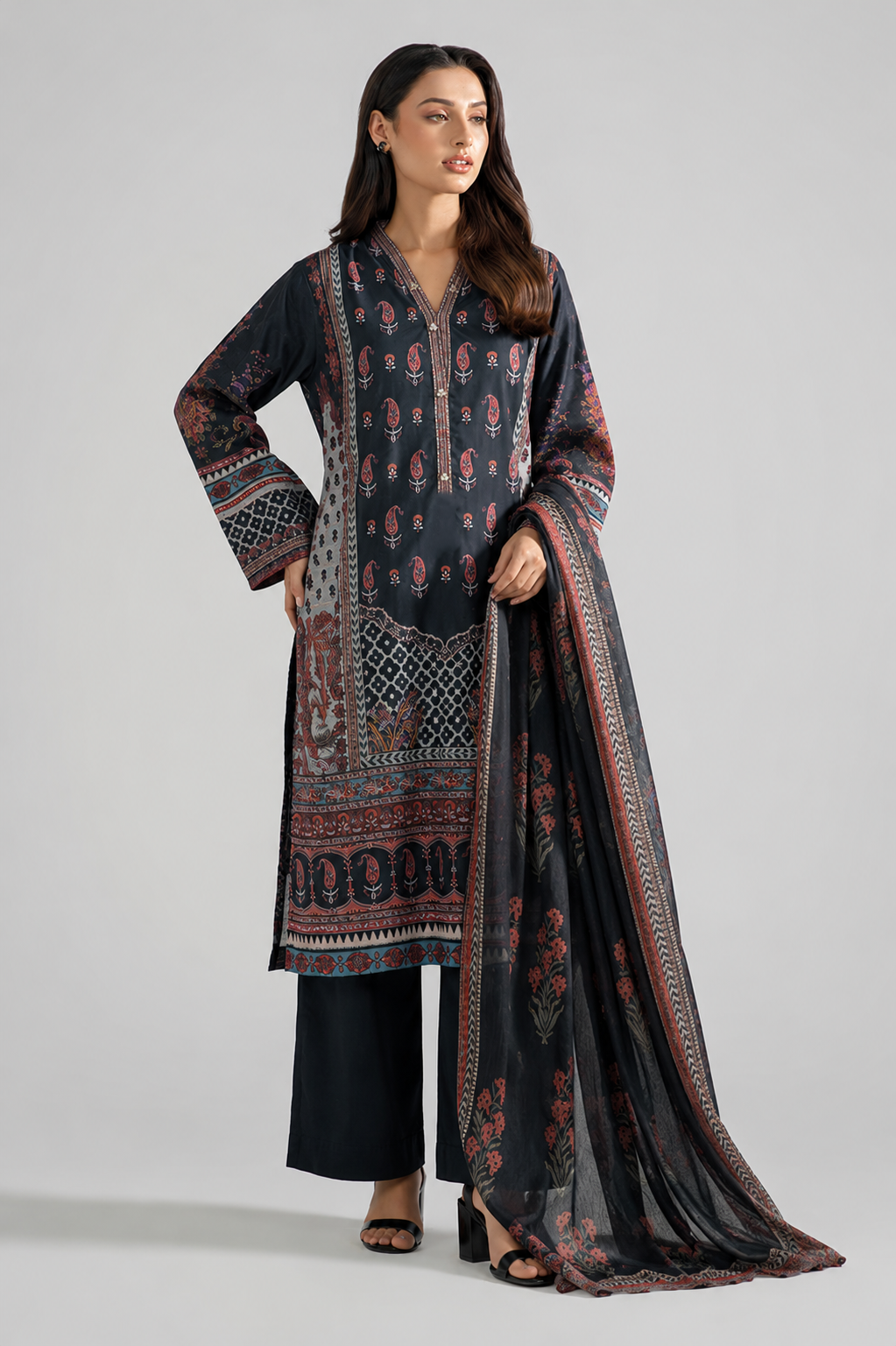 Basic Printed Lawn 3-Pieces Stitched