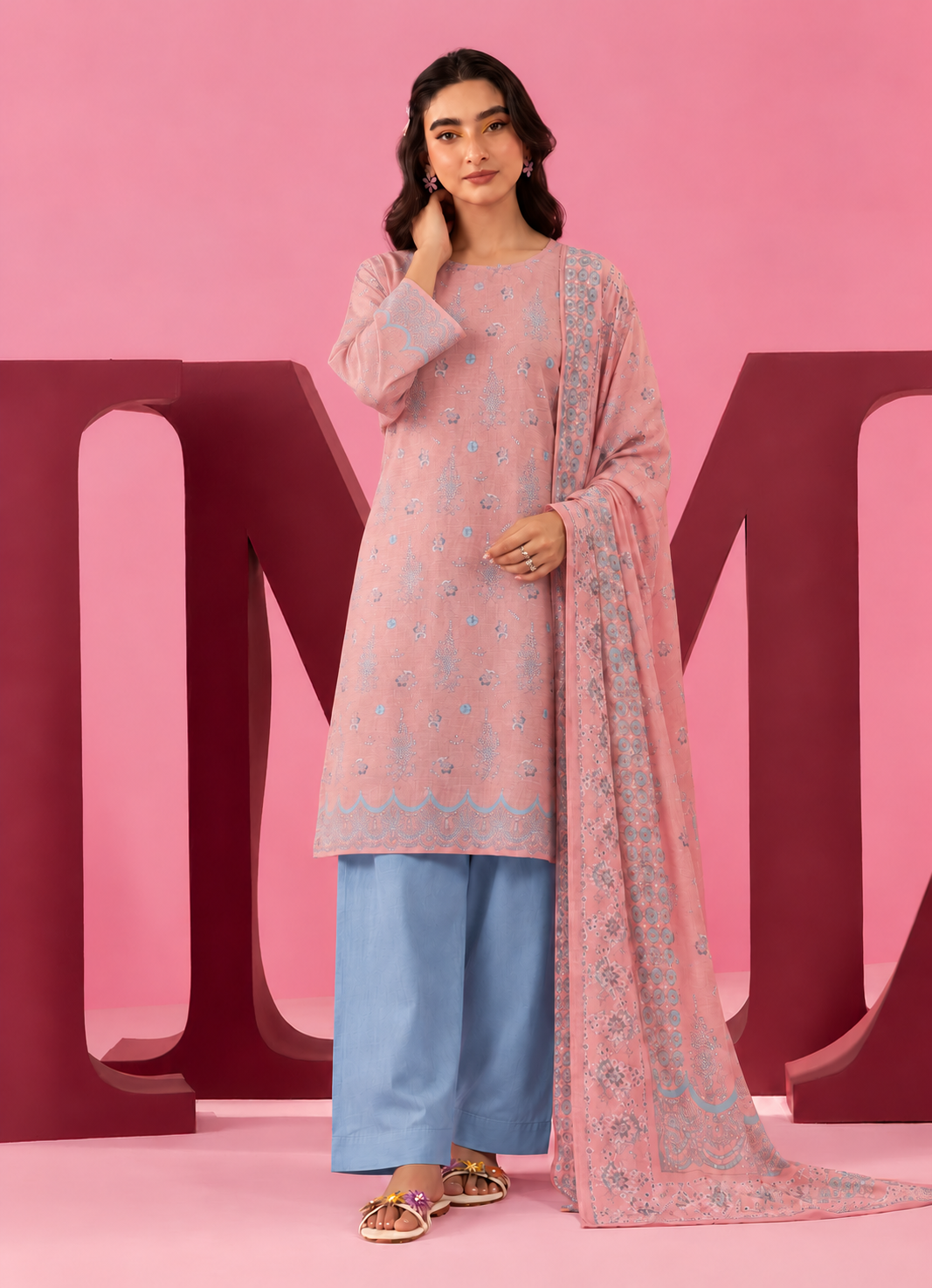 Khaddar Green Printed 3-Piece Stitched Suit