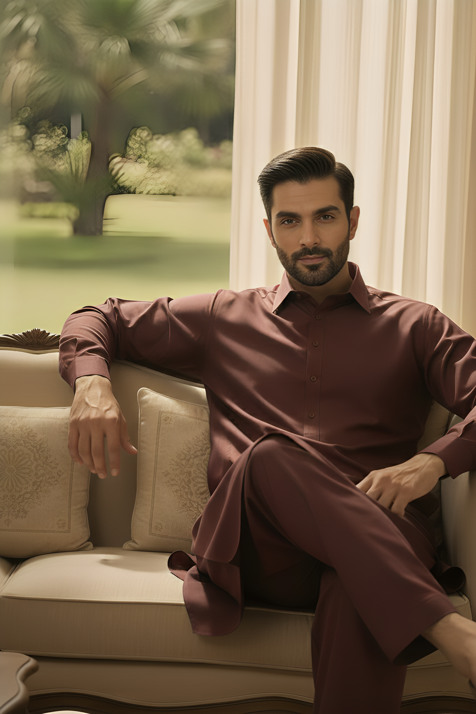 Sunflower-Mahroon Kameez Shalwar