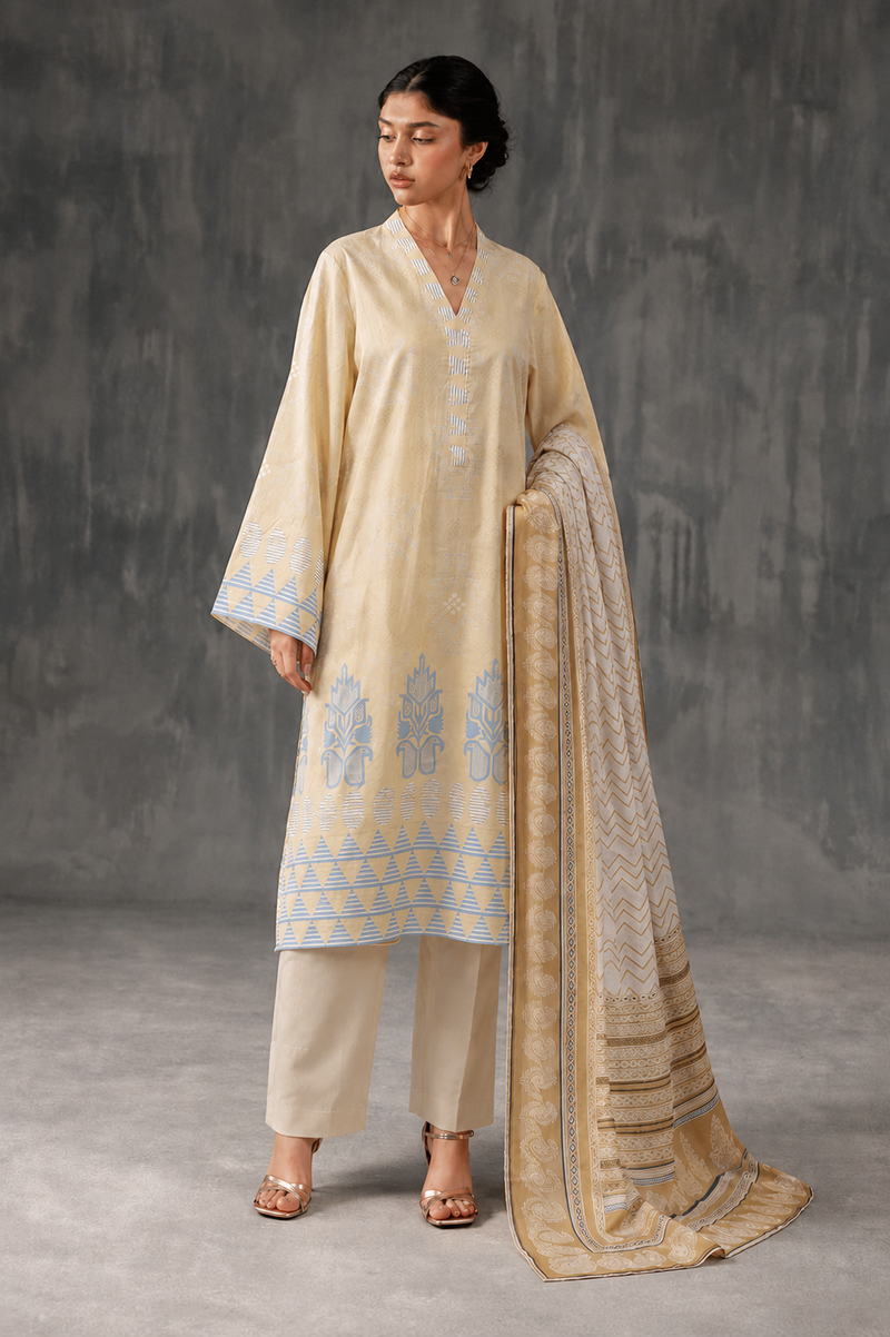 Basic Printed Lawn 3-Pieces Stitched