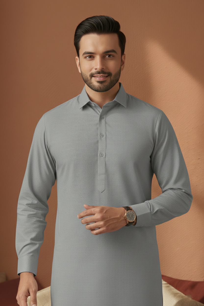 Refersh-Grey Kameez Shalwar