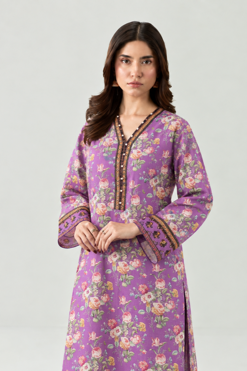Floral Printed Khaddar 3PC Stitched Suit