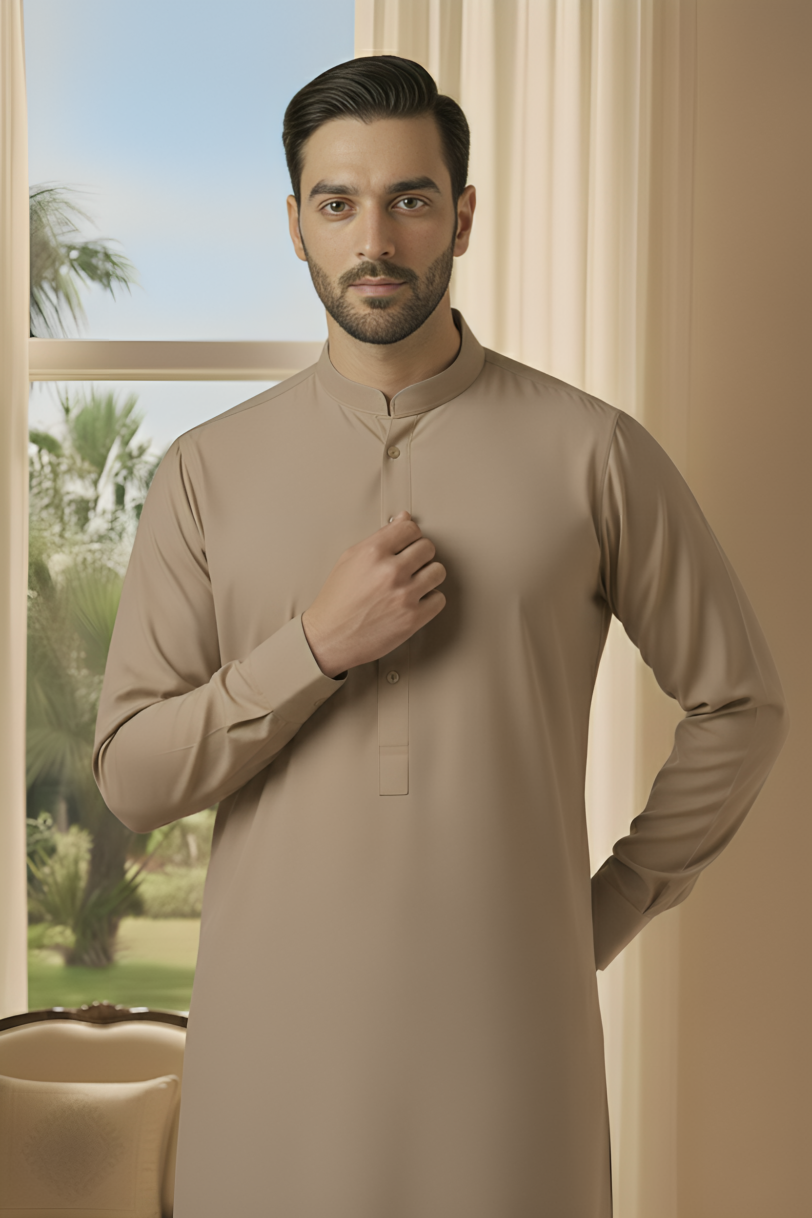 Sunflower- Light Brown Kameez Shalwar