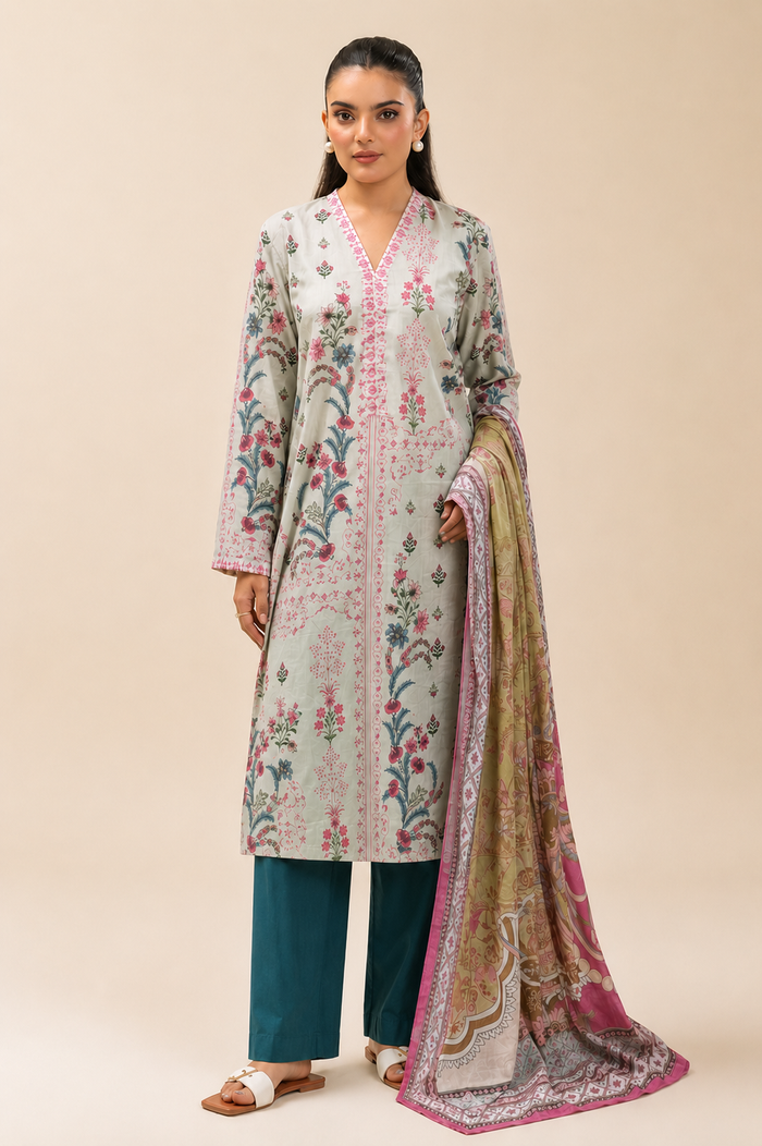 Basic Printed Lawn 3-Pieces Stitched