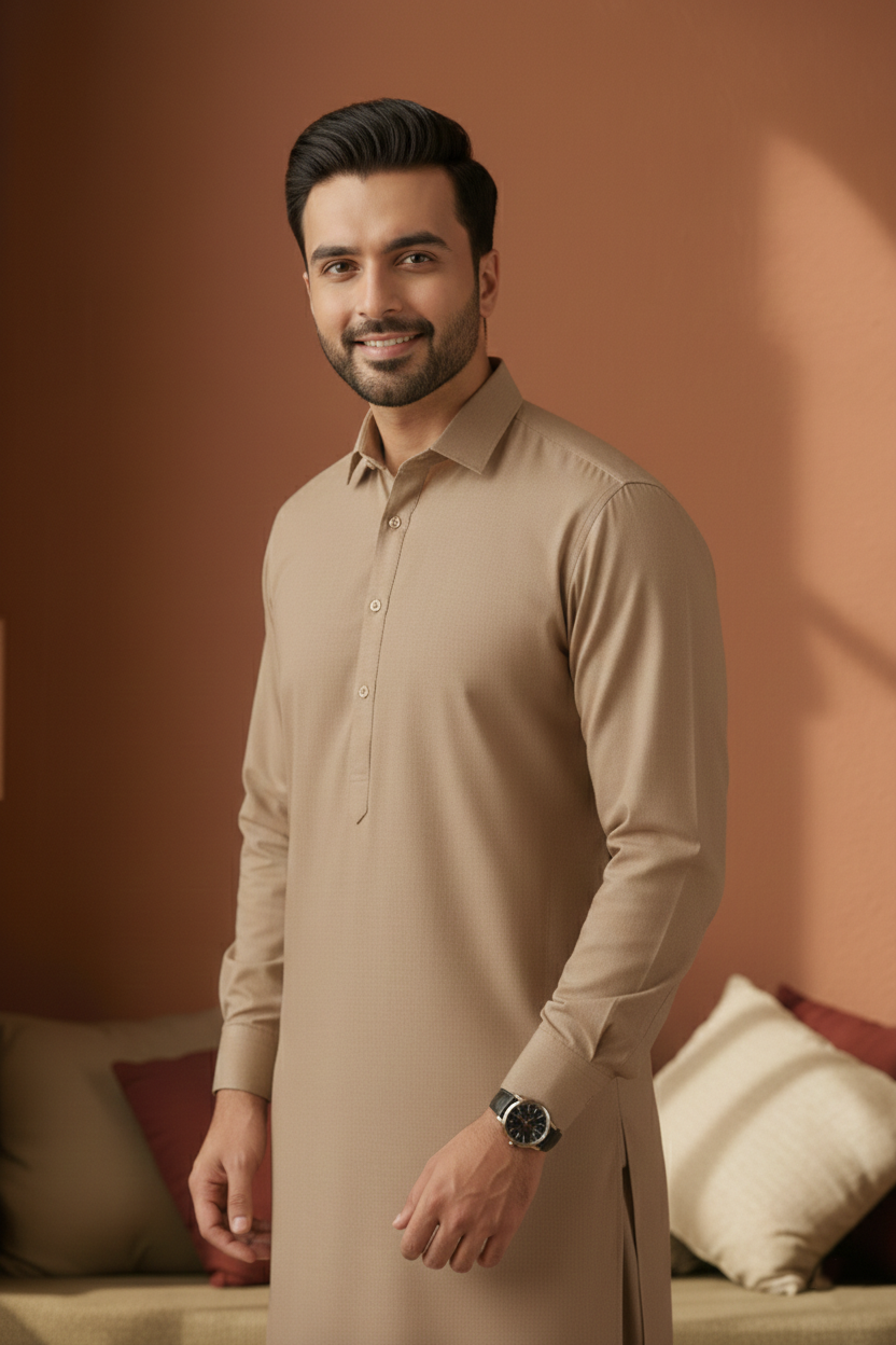 Refersh-Brown Kameez Shalwar