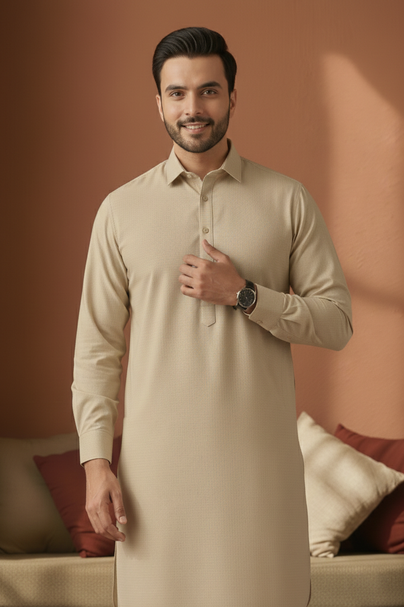 Refersh-Light Brown Kameez Shalwar