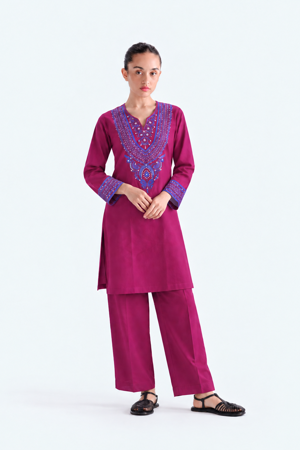 Embroidered Khaddar 2PC Stitched Suit